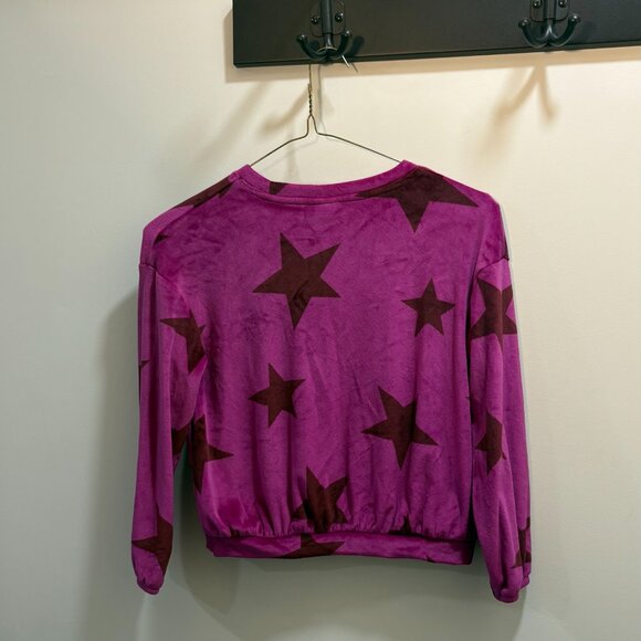 NWOT Cat & Jack Girls Purple Star Print Velour Sweatshirt Top Size L (10/12) - Picture 6 of 6